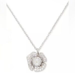 Kate Spade Silver Cubic Zirconia Poppy Pendant Necklace - NWT